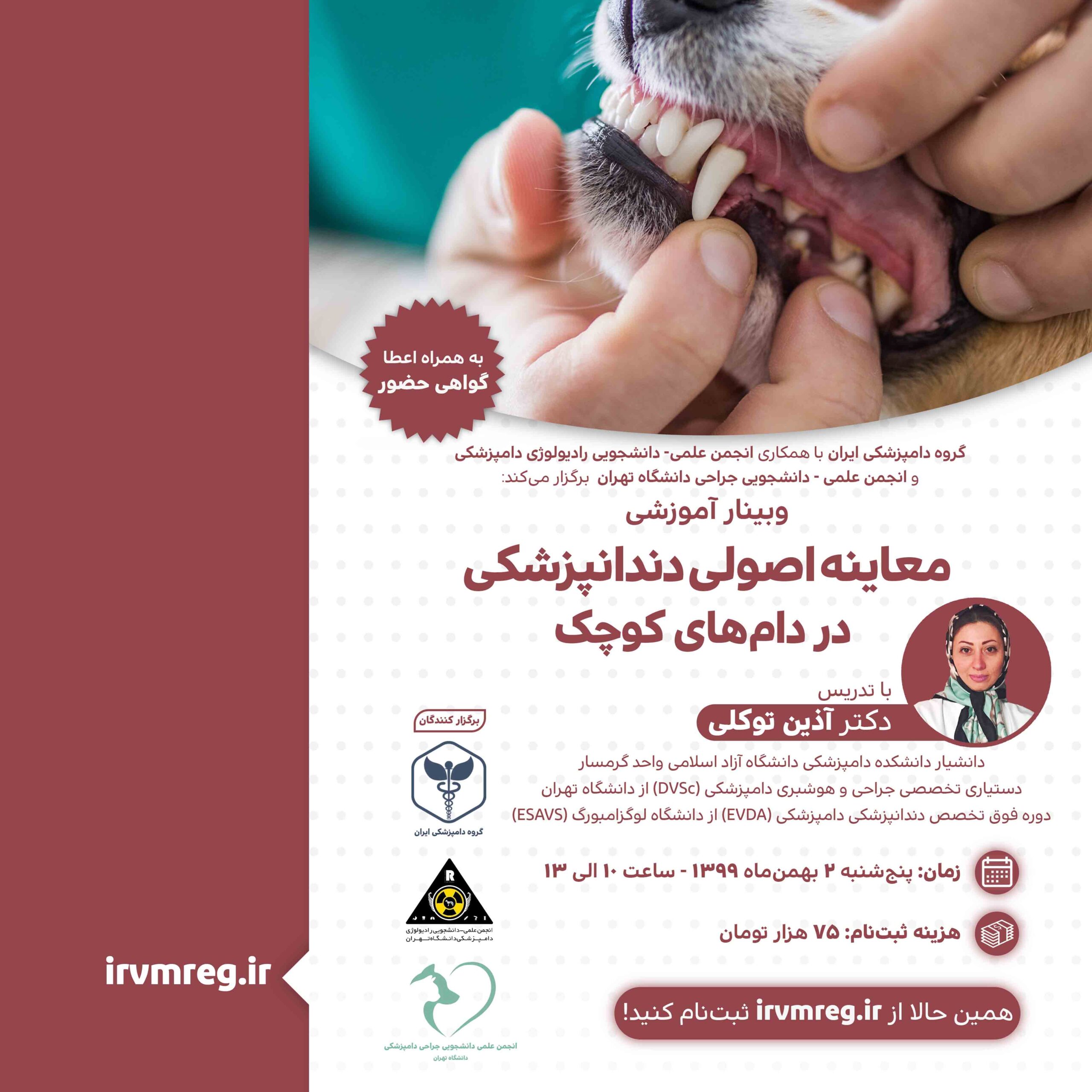وبینار آموزشی معاینه اصولی دندانپزشکی در دام‌های کوچک